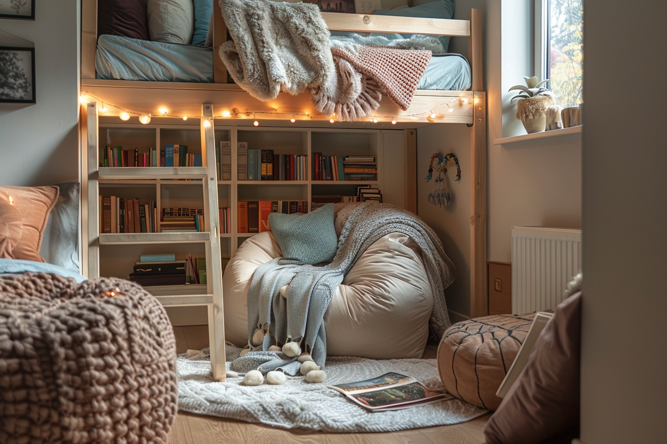 Aménager un coin détente ou de rangement sous le lit mezzanine